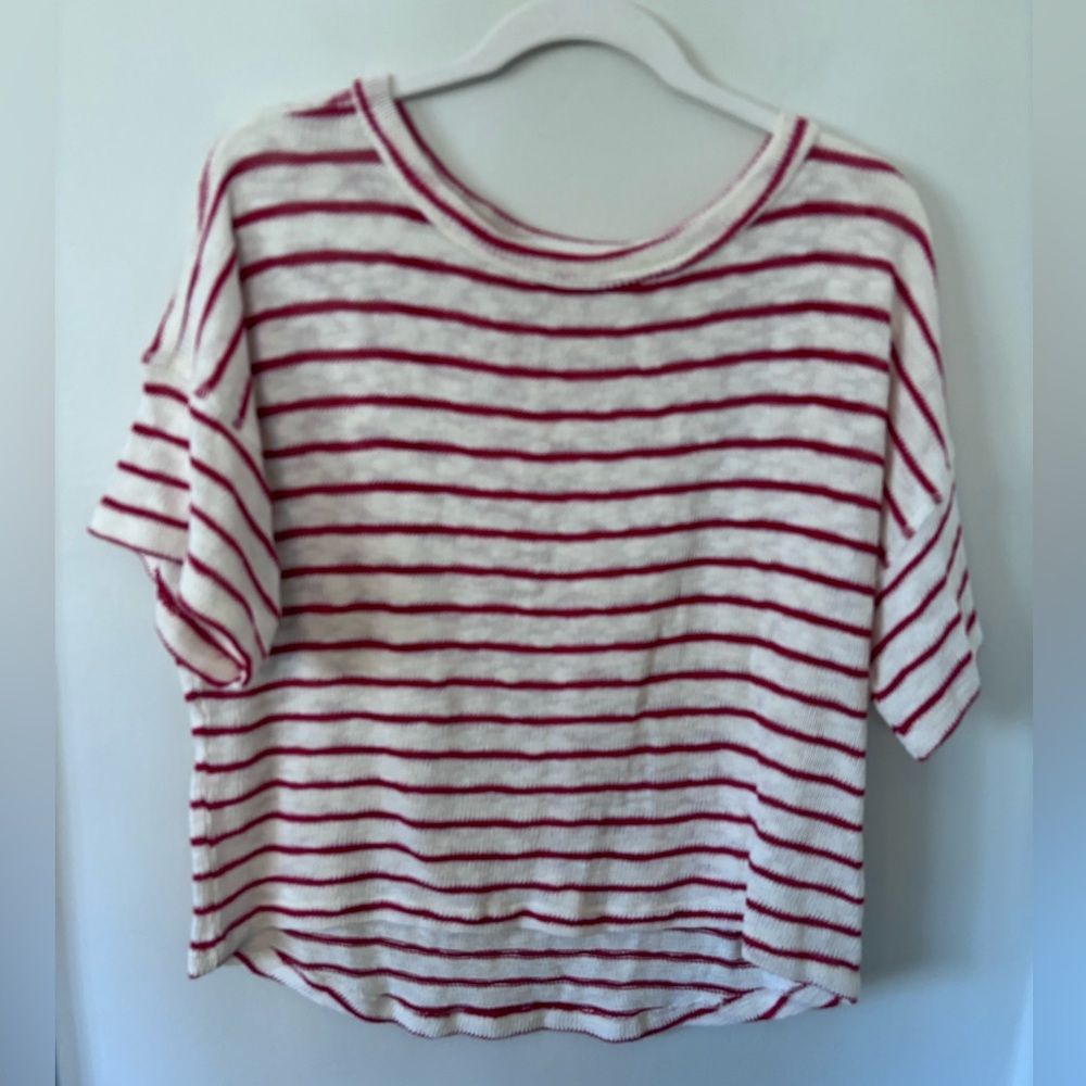 Red Haute short sleeved striped knit sweater size M